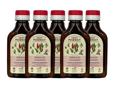 Klettenwurzelöl mit rotem Pfeffer 5x100ml Haaröl Kletten Öl Haarwachstum Hairoil