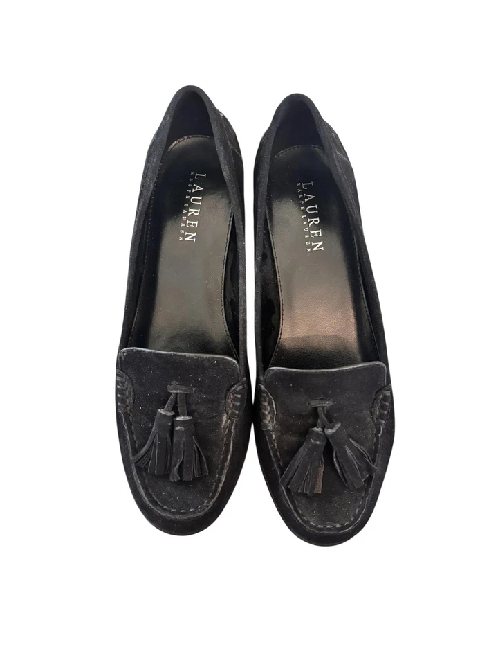 Lauren Ralph Lauren Womens Suede Tassel Loafers Size 7 Block Heel Old Money - Image 2 of 4