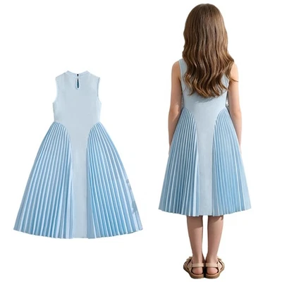 Mädchen A-Linie Hochzeit Kleid Zeremonie Plisseekleid Gelegenheit Patchwork - Bild 1 von 4