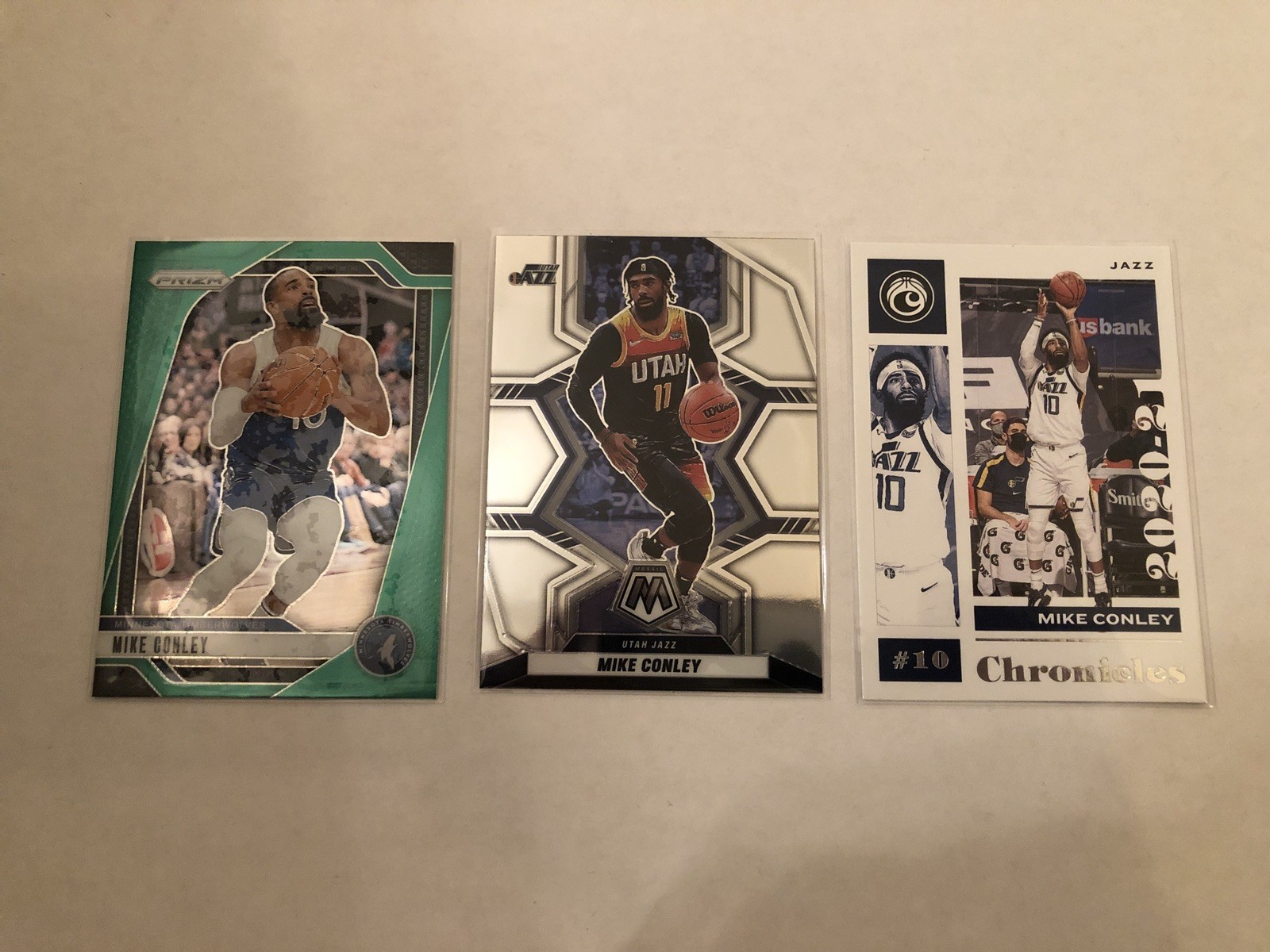 Lot of 3 Mike Conley Basketball NBA Cards Utah Jazz Minnesota Timberwolves