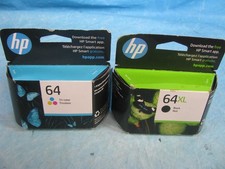 2 GENUINE HP 64 INK CARTRIDGES 1 BLACK XL  1 TRI-COLOR - N9J92AN - N9J89AN