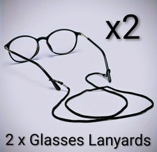 2 X GLASSES BLACK LANYARDS NECK CORD SPECTACLES SUNGLASSES STRAPS SILICON GRIPS 