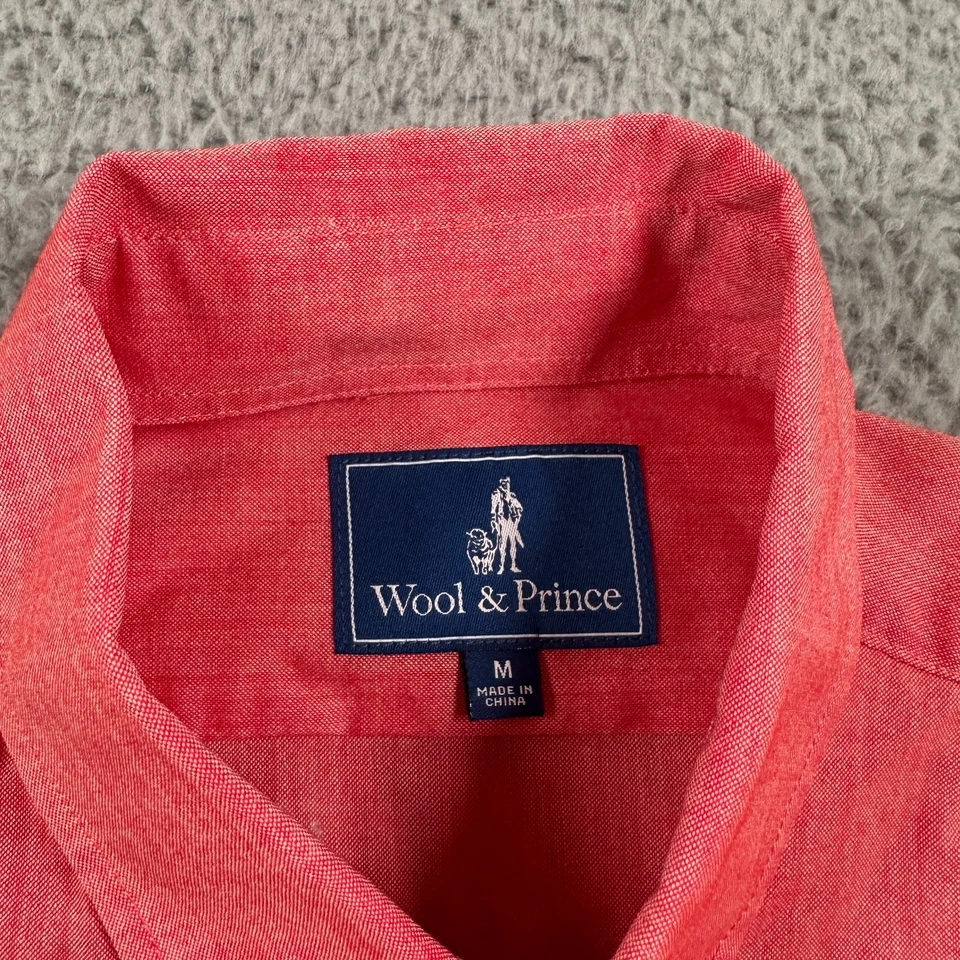 Wool & Prince Shirt Mens Medium Pink Long Sleeve Button Down 100% Wool Casual - Image 4 of 4