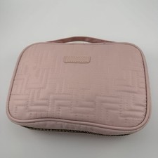 Quilted Pink Jewelry Organizer Travel Case storage Zip Closure Multi Holders