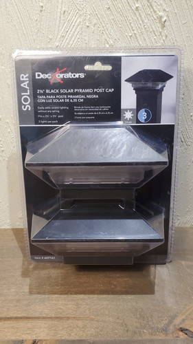 2 Pack Deckorators 2.5 IN Black Solar Pyramid Post Cap Accent Lighting New