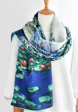 100% Silk mulberry Scarf Women neckerchief Shawl Wrap floral blue green MY122
