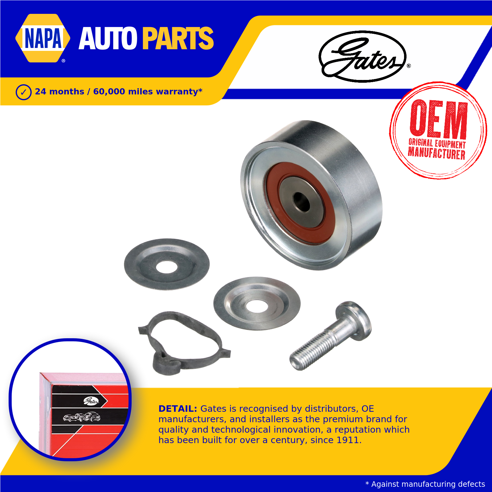 Aux Belt Idler Pulley fits MITSUBISHI OUTLANDER 2.3D 10 to 12 4N14 Guide Gates