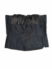 Black Brocade Corset Bustier Top Women s Large Lace Up Back Gothic Renaissance