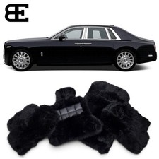 Genuine Black Sheepskin Floor Mats fits Rolls Royce Phantom VIII 2018 - 2026