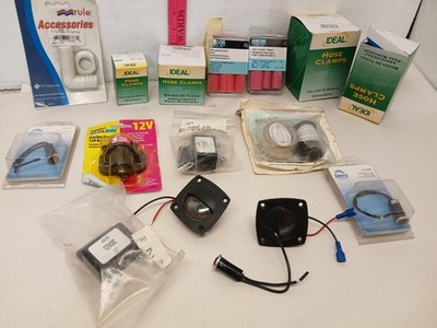 Marine Boat Electrical Hardware Lot Marinco Rule Sierra Ancor Hose Clamps NOS