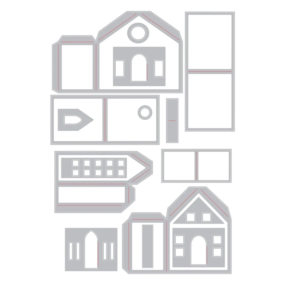 Paper Village Mini House Sizzix Thinlits Thin Metal Die Set Tim Holtz 664741 NEW - Image 3 of 4