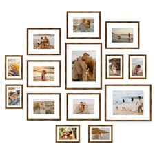 14 Pack Brown Picture Frames with Mat for Various Sizes Photos, Assorted Matt...
