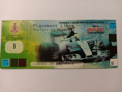 Grand Prix de Monaco - Monte Carlo 2016 - Ticket / Eintrittskarte - Formula 1