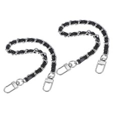 2Pcs Leather Purse Handle Straps 12 Inch Purse Chain Straps Replacement Black