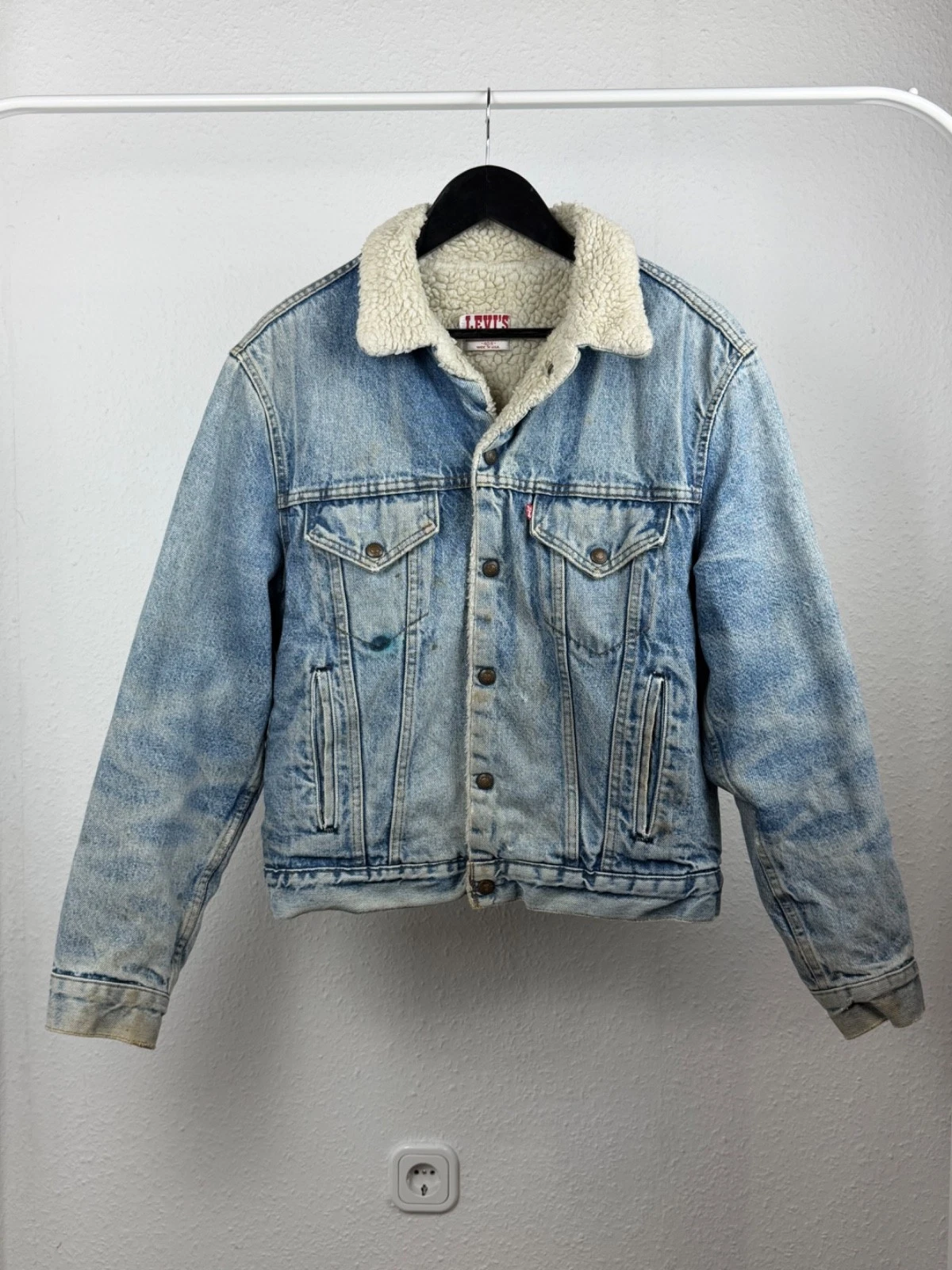Levi's Type III Faded Blue Denim Vintage 80's Sherpa Trucker Jacket Made in USA