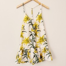 ASOS White and Yellow Strappy Floral Print Sundress Size 0