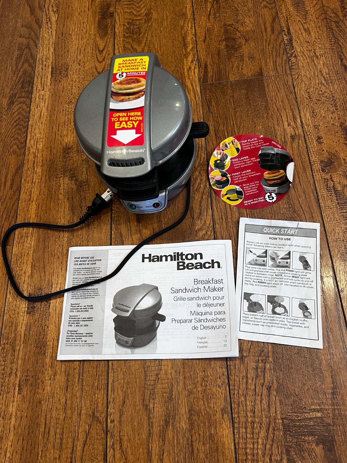 Hamilton Beach Breakfast Sandwich Maker 25475 Egg McMuffin Style St29