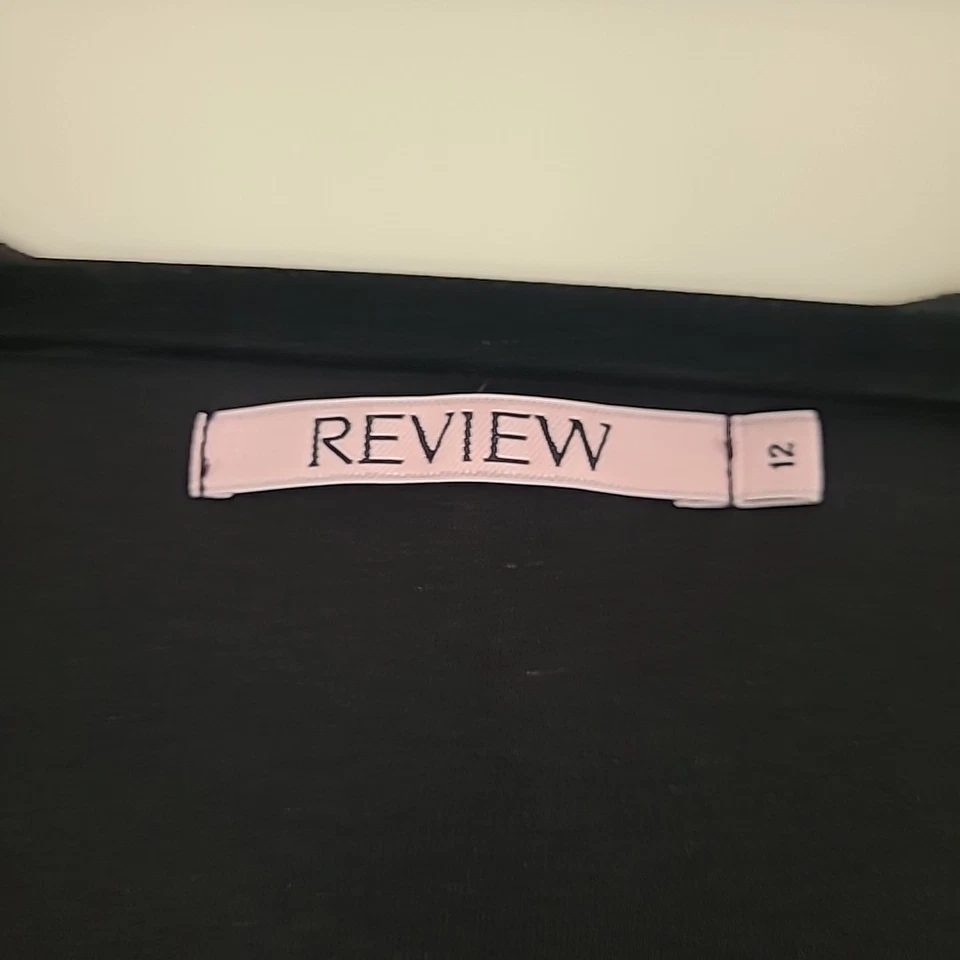 Review Fitted Pinafore Black Size 12 Bodice Lined Side Zip Viscose/Poly Office - image 2 of 4