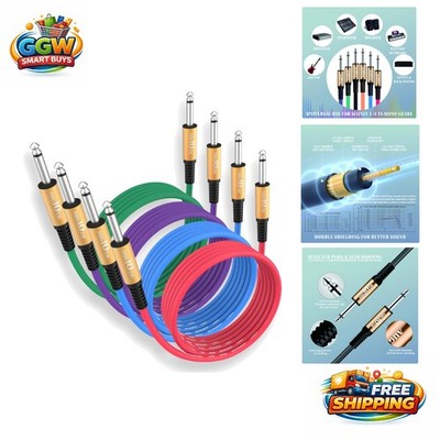 Multicolored 6ft Guitar Cable for Bass & Amp - Fast Audio Transmission & Durable