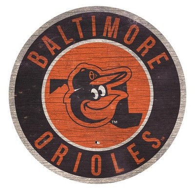 Baltimore Orioles 12 Inch Wood Sign Round State Design  [NEW] MLB Cave Wall