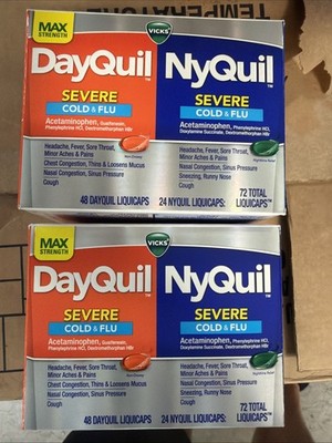 Vicks Dayquil and Nyquil Severe Cough, Cold & Flu Relief Liquicaps - 2 Boxes