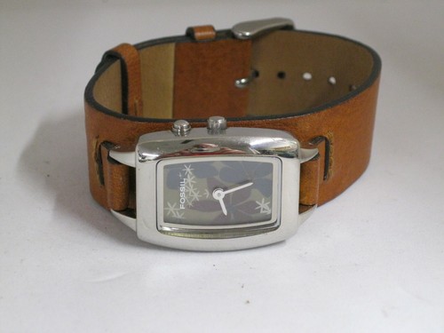 Animated Flowers Brown Leather Band 