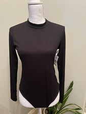 Originality Brand 1 Piece Black Snap Body suit Mock Turtle Neck Long Sleeve NWT