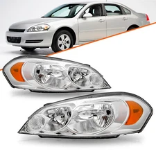 For 06-2013 Chevy Impala 2006-2007 Monte Carlo Chrome Headlamps 2pcs Headlights 