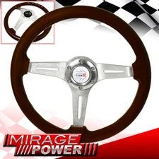 Type-R Button Deep Dish 345mm Dark Wood Chrome Center 6-Bolt Steering Wheel
