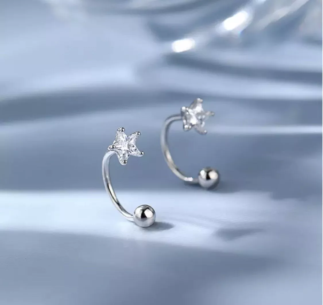5MM Star Front Back Ear Jacket CZ earrings S925 silver Ear Jacket
