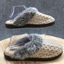 Nine West Slippers Womens 11-12 Runestin Scuff Mule Knit Fur Lined Closed Toe