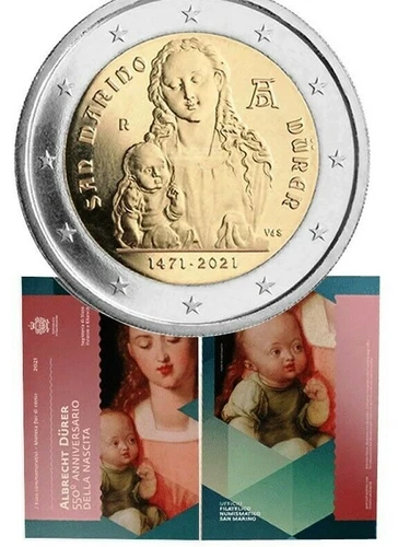 SAN MARINO 2 EURO DURER 2021 COIN FDC UNC IN OFFICIAL FOLDER