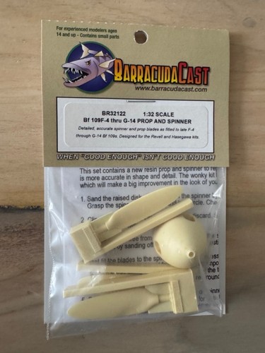 1/32 Barracuda Cast Bf-109 F-4 thru G-14 Prop & Spinner #BR32122