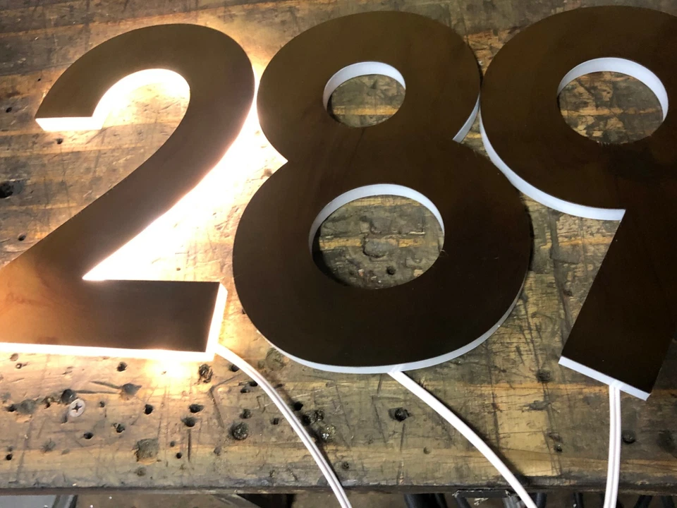 LED Illuminated Numbers - Bronze Stainless Steel - House Numbers Plaques Signs - Image 4 of 4