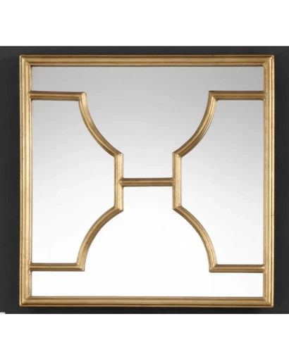 SET 2 MISA XXL 24" ANTIQUED GOLD LEAF METAL MODERN WALL ART MIRRORS UTTERMOST - Picture 4 of 5