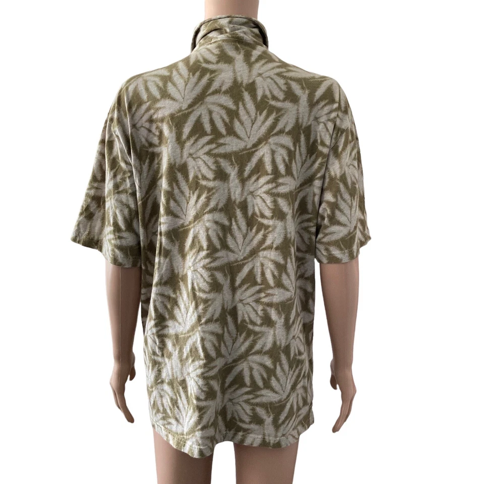 Zegna Sport Shirt Mens Small Brown White Pot Leaf Button Front Hawaiian - Image 2 of 4