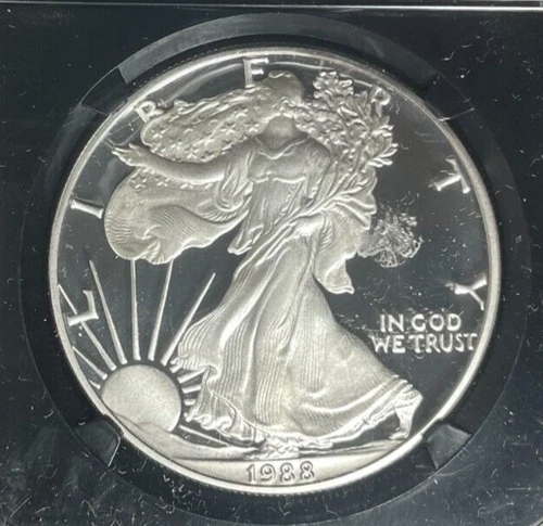 1988-S SILVER EAGLE NGC PF 69 ULTRA CAMEO 25TH ANNIVERSARY BLACK LABEL