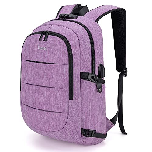 Water Resistant Anti-Theft Business Laptop Backpack Fits 15.6 Inch A-Purple
