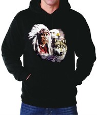 Hoodie Chief Eagle Wolf Native American Hoodies Hooded Sweatshirt