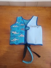 Kids Children Swim Vest  Blue Sharks M/L 33-55 lbs Safe Swim  Swimming Aid
