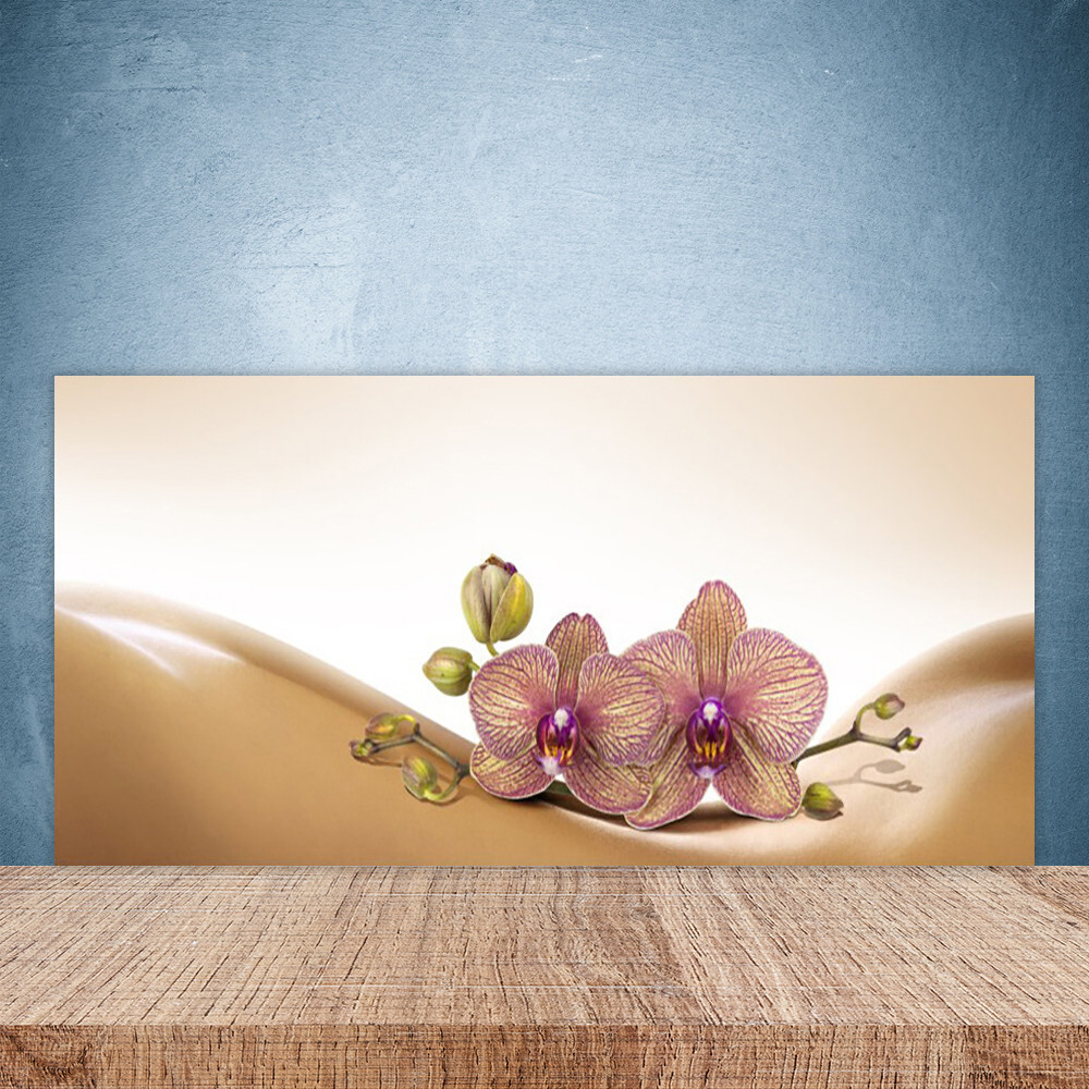 Crédence de cuisine en verre 100x50 cm avec motif arbres floraux