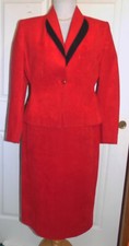 Vintage 80s Red Ultrasuede Lilli Ann's Petite Two Piece Suit B38