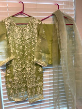 Maria B Pakistani Shalwar Kameez Girls Fully Embroided Front Stitched XS Green