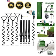 Trampoline Stakes 4 Pack - Heavy Duty Trampoline Anchors Kit - Screw In Groun...