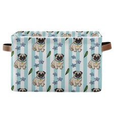 Large Storage Basket Bin Cute Cartoon Pugs Storage Cube Box Foldable Canvas F...