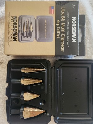 Norseman 4 Piece Ultra Step Unibit Drill Bit Set To 1 1/8'' USA High Quality