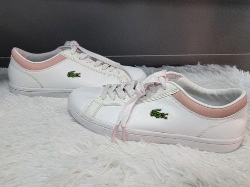 Lacoste Women's Court  Sneaker White Pink Tennis  Straightset 0120 Size: 8