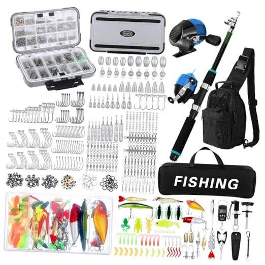 484 Pcs Fishing Tools Kit Fishing Accessories Kit Include Fish Rod