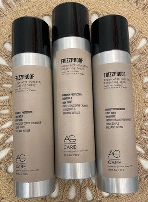 NEW Lot of 3 AG Care FRIZZPROOF Argan Anti-Humidity Finishing Spray Shine 8oz