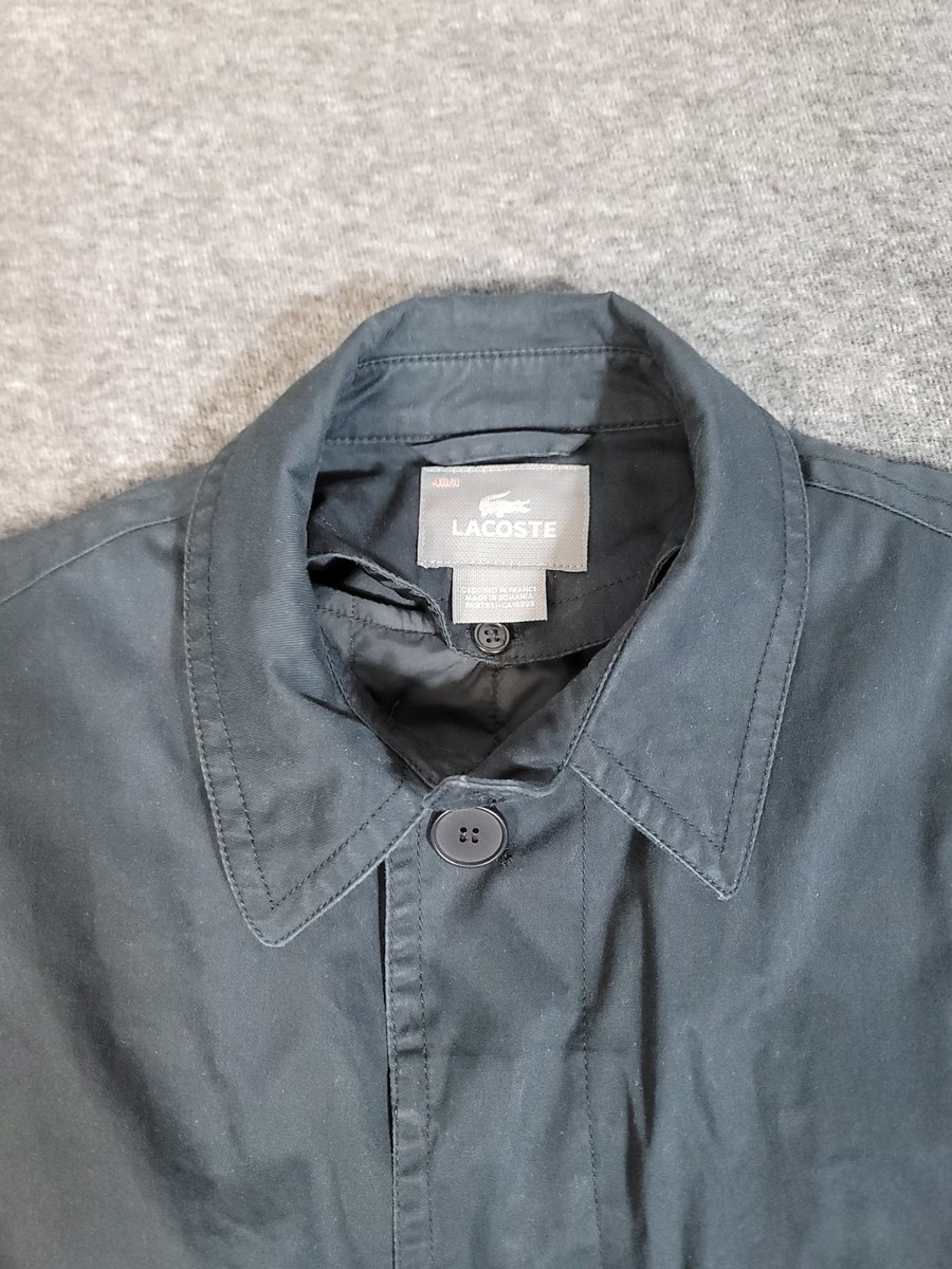 Vtg 90's Lacoste Men’s 48/3 Black Trench Coat Jacket Mac Overcoat Devanlay Rare View 4